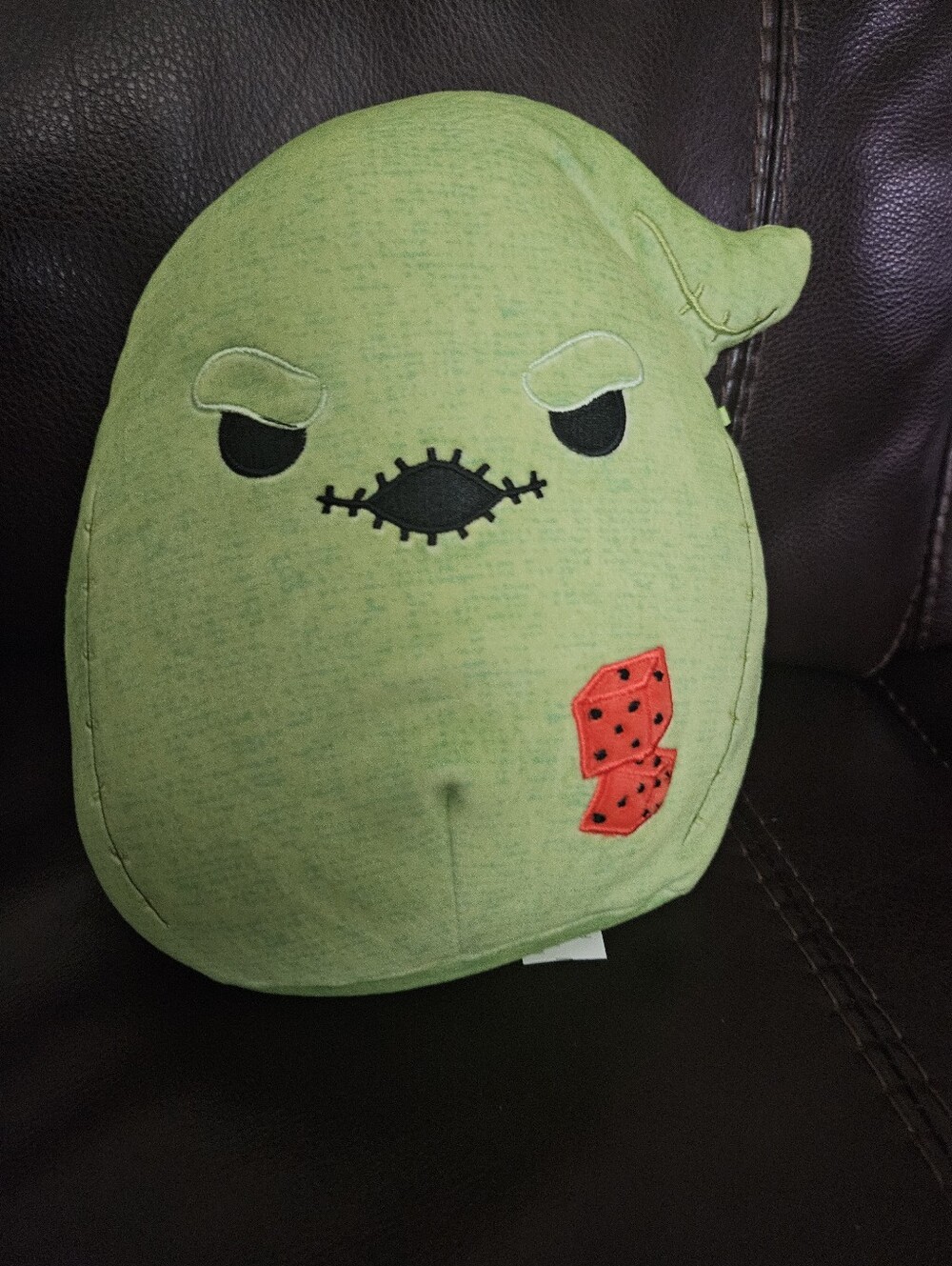 NWOT. Squishmallows Green Plush Character with Red Patch Accent